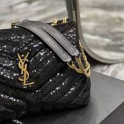 YSL Loulou Small Chain Bag Quilted “Y” Satin and Sequins 23x17x9cm - 5