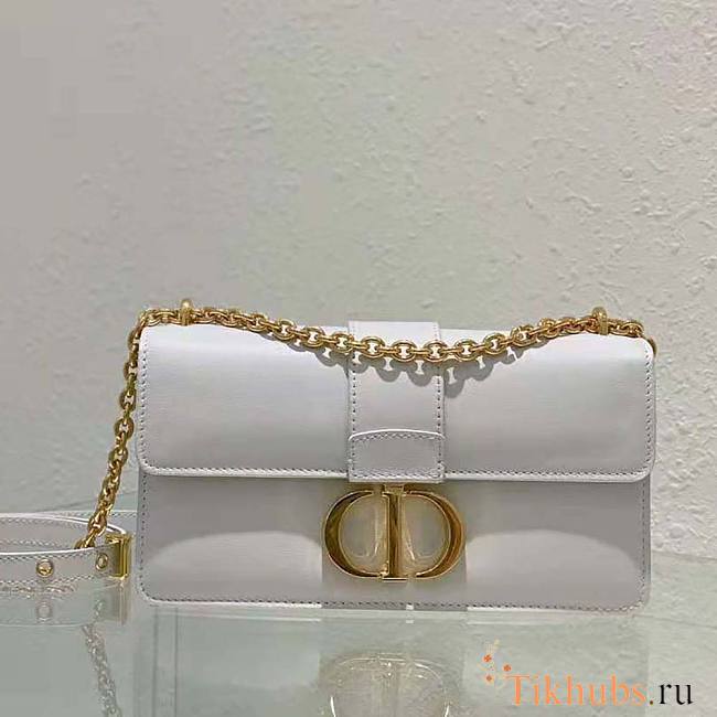 Dior 30 Montaigne East-West Bag with Chain White Calfskin 21.5 x 12 x 6 cm - 1