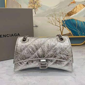 Balenciaga Crush Small Chain Bag Metallized Quilted in Silver 25x15x8cm