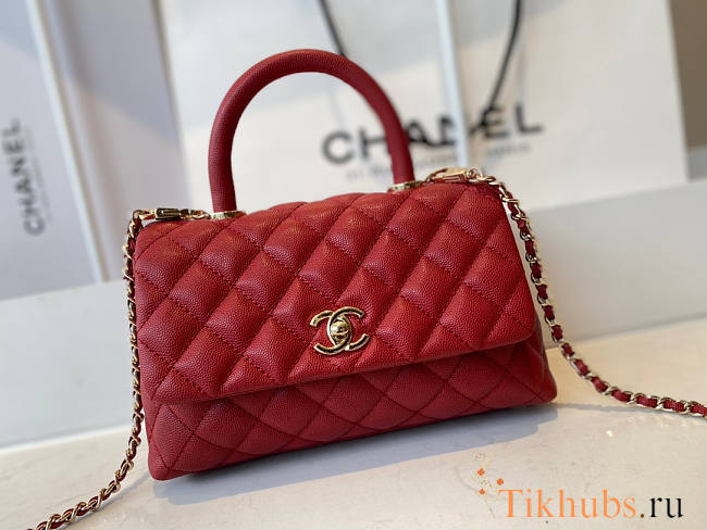 Chanel Coco Handle Caviar Red Gold Hardware 24x14x10cm - 1