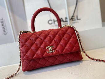 Chanel Coco Handle Caviar Red Gold Hardware 24x14x10cm