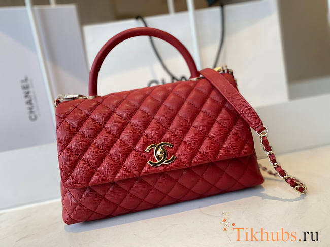 Chanel Coco Handle Caviar Red Gold Hardware 29x18x12cm - 1