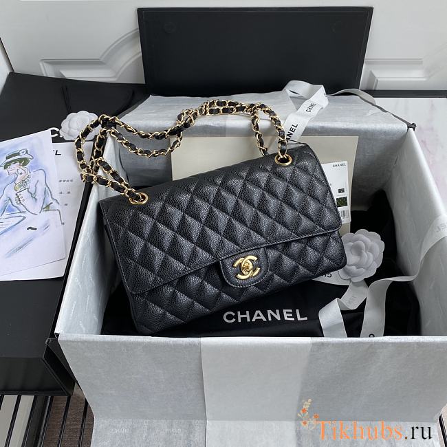 Chanel Flap Bag Caviar In Black 25cm With Gold Hardware - 1