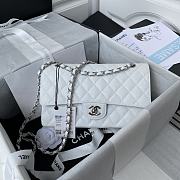 Chanel Medium Flap Bag White Caviar Siver Hardware 25cm - 1