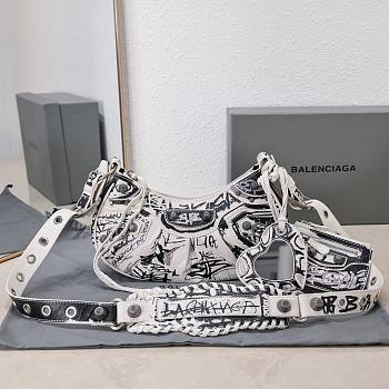 Balenciaga Le Cagole White and Black Graffiti 26x12x6cm