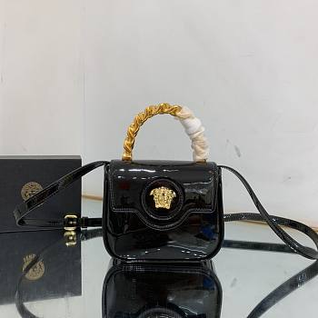 Versace La Medusa Patent Mini Black Bag 16x6x12cm