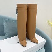 Givenchy Shark Lock Leather Knee-high Brown Boots 8.5cm - 1