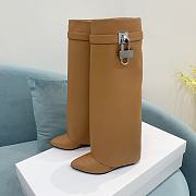 Givenchy Shark Lock Leather Knee-high Brown Boots 8.5cm - 6