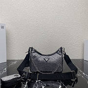 Prada Re-Edition 2005 Satin Black Bag With Crystals 22x18x6.5cm - 1