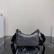 Prada Re-Edition 2005 Satin Black Bag With Crystals 22x18x6.5cm - 6