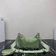 Prada Re-Edition 2005 Satin Green Bag With Crystals 22x18x6.5cm - 1