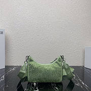 Prada Re-Edition 2005 Satin Green Bag With Crystals 22x18x6.5cm - 6