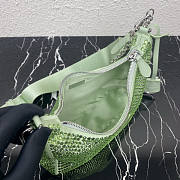 Prada Re-Edition 2005 Satin Green Bag With Crystals 22x18x6.5cm - 5