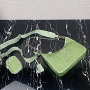 Prada Re-Edition 2005 Satin Green Bag With Crystals 22x18x6.5cm - 3
