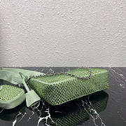 Prada Re-Edition 2005 Satin Green Bag With Crystals 22x18x6.5cm - 2