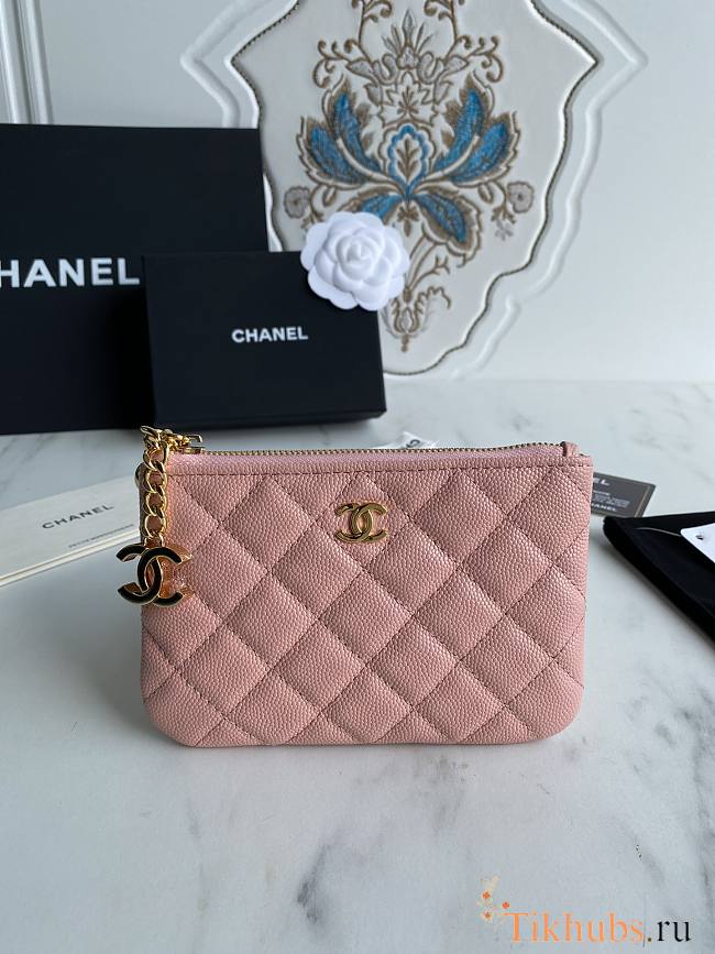 Chanel Classic Card Holder Pink Zipper 14x10cm - 1