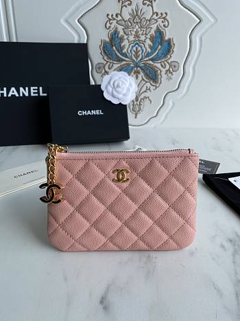 Chanel Classic Card Holder Pink Zipper 14x10cm