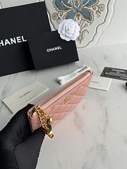 Chanel Classic Card Holder Pink Zipper 14x10cm - 5