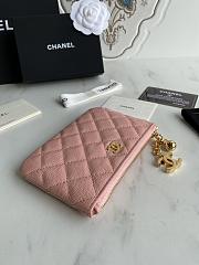 Chanel Classic Card Holder Pink Zipper 14x10cm - 2