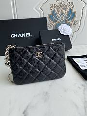 Chanel Classic Card Holder Black Silver Zipper 14x10cm - 1