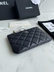 Chanel Classic Card Holder Black Silver Zipper 14x10cm - 6