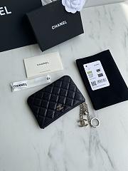 Chanel Classic Card Holder Black Silver Zipper 14x10cm - 2