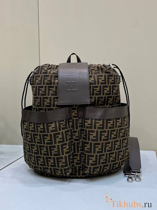 Fendi Drawstring Backpack FF Jacquard Fabric 46x25x40cm - 1