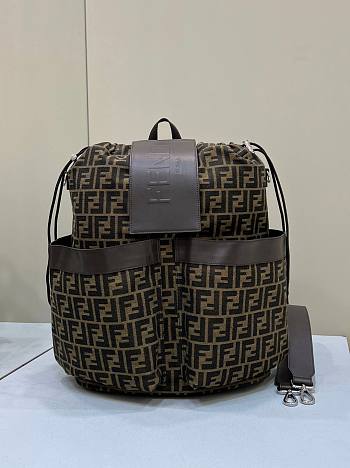 Fendi Drawstring Backpack FF Jacquard Fabric 46x25x40cm