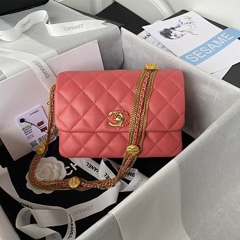 Chanel Flap Bag Lambskin Pink 20x15x9cm