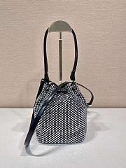 Prada Satin Bucket Bag With Black Crystals 19.5x10x15.5cm - 6