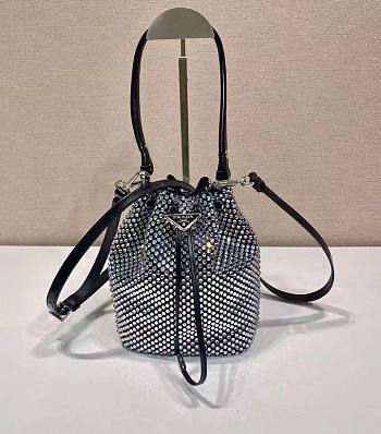 Prada Satin Bucket Bag With Black Crystals 19.5x10x15.5cm