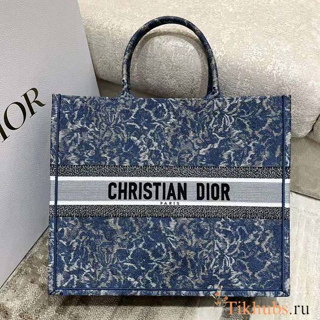 Dior Book Tote Blue Brocart 42x35x18.5 - 1