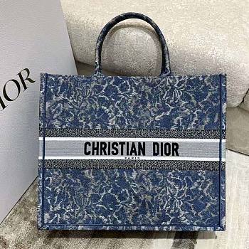 Dior Book Tote Blue Brocart 42x35x18.5