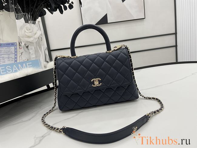 Chanel Coco Handle Caviar Navy Blue 23cm - 1