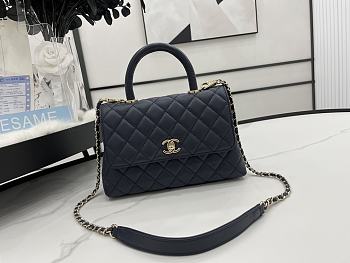 Chanel Coco Handle Caviar Navy Blue 23cm