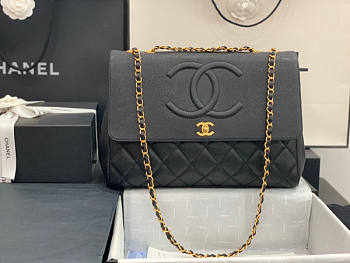 Chanel Flap Bag Caviar Black Gold 35x22x12cm