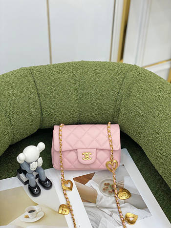 Chanel Mini Flap Bag Pink Lambskin Gold 20x14x8cm