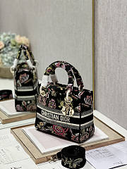 Dior Medium D-lite Black Multicolor Jardin Botanique 24x20x11cm - 6