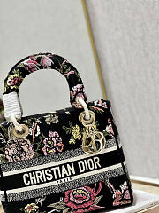 Dior Medium D-lite Black Multicolor Jardin Botanique 24x20x11cm - 3