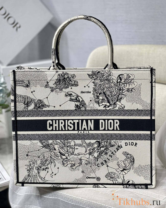 Dior Large Book Tote Latte Toile de Jouy Zodiac 42 x 35 x 18.5 cm - 1