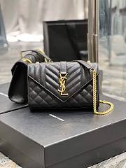 YSL Small Envelope Monogram BLack Gold Shoulder Bag 21x13x6cm - 1