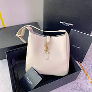 Le 5 a 7 Soft Small Hobo Bag In Smooth Leather White 23x22x8cm - 1