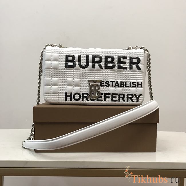 Burberry Horseferry Print Quilted Small Lola White Bag 23x6x13cm - 1