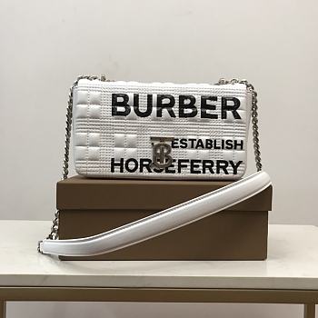 Burberry Horseferry Print Quilted Small Lola White Bag 23x6x13cm