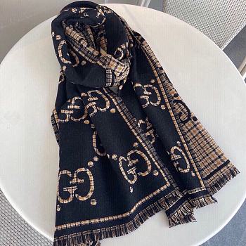 Gucci Wool Black Scarf 47x180cm