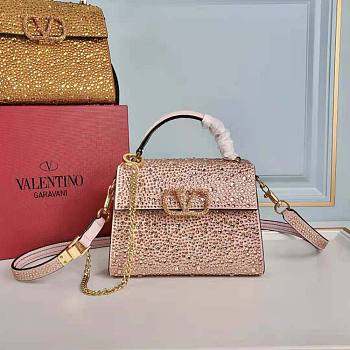 Valentino Vsling Mini Handbag with Sparkling Embroidery Pink 