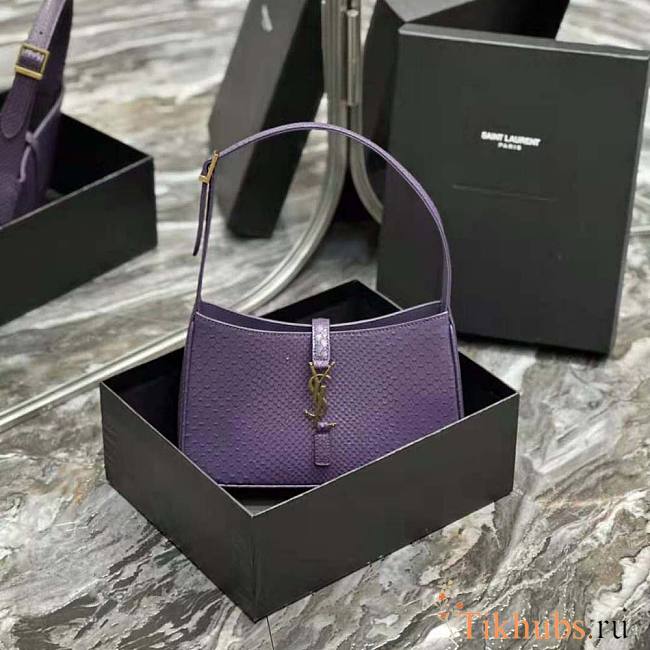 YSL Le 5 A 7 Hobo Bag in Python Purple 23x16x6.5cm - 1