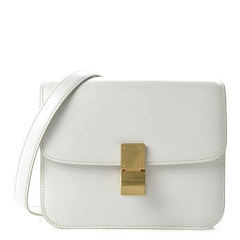 Celine Cowhide Hand Rubbing Pattern White 11043 Size 18 x 15 x 6 cm