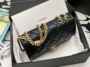 Chanel Flap Bag Lambskin Black Gold 22x13x4.5cm - 6
