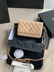 Chanel Woc Wallet Chain Bag Lambskin Beige Gold 19x12x3cm - 1